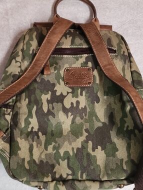 Scully Camouflage & Leather Ranger Canvas Backpack with Brown Trim